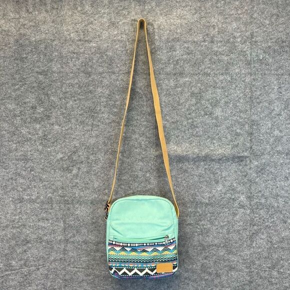LEAPER Crossbody Bag Mint Green Aztec Southwestern Canvas Messenger Bag - Picture 2 of 14